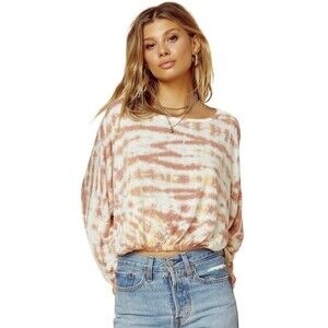 LNA Tie Dye Long Sleeve Bubble Hem Blouse Size Small
